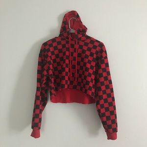Checkered Cropped Hoodie